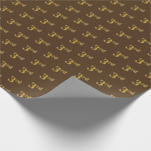 Brown, Faux Gold 3rd (Third) Event Wrapping Paper