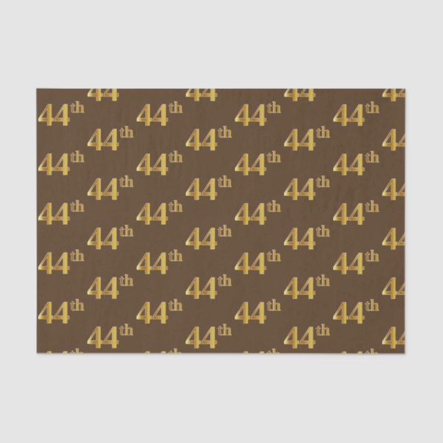 Brown, Faux Gold 44th (Forty-Fourth) Event Tissue Paper (Front)