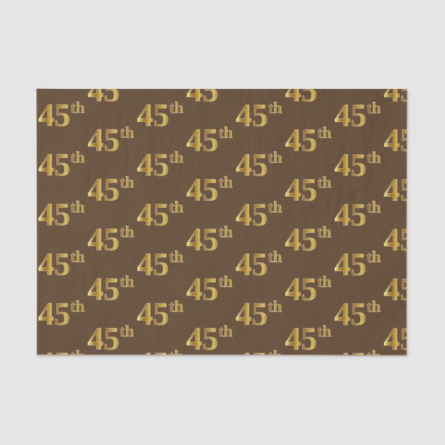 Brown, Faux Gold 45th (Forty-Fifth) Event Tissue Paper (Front)