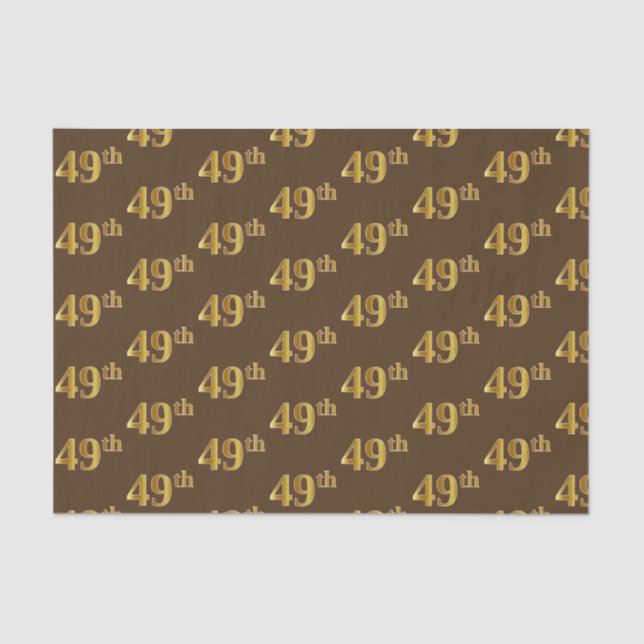 Brown, Faux Gold 49th (Forty-Ninth) Event Tissue Paper (Front)