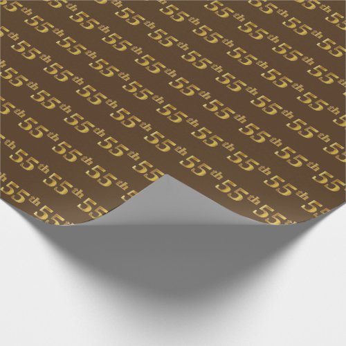 Brown Faux Gold 55th Fifty_Fifth Event Wrapping Paper