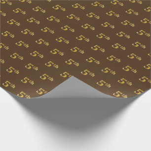 Brown, Faux Gold 5th (Fifth) Event Wrapping Paper