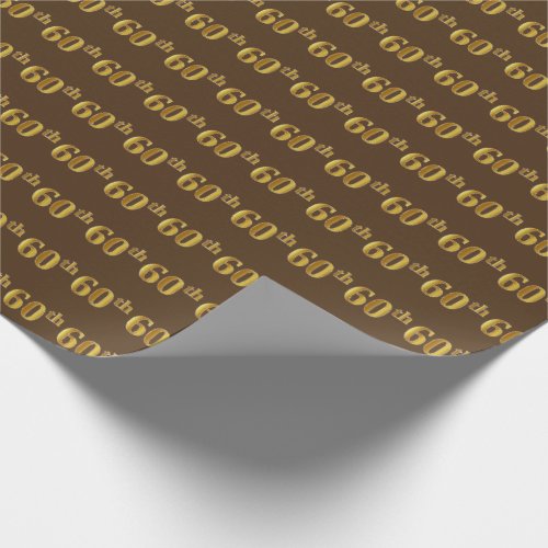 Brown Faux Gold 60th Sixtieth Event Wrapping Paper