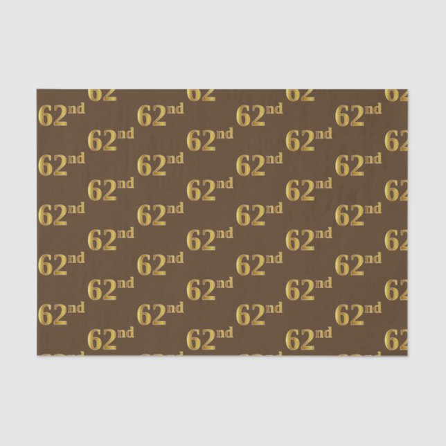 Brown, Faux Gold 62nd (Sixty-Second) Event Tissue Paper (Front)