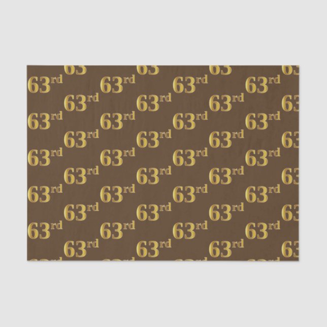 Brown, Faux Gold 63rd (Sixty-Third) Event Tissue Paper (Front)