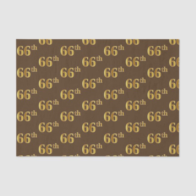 Brown, Faux Gold 66th (Sixty-Sixth) Event Tissue Paper (Front)