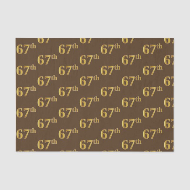 Brown, Faux Gold 67th (Sixty-Seventh) Event Tissue Paper (Front)
