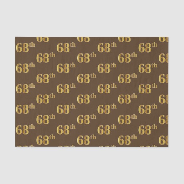 Brown, Faux Gold 68th (Sixty-Eighth) Event Tissue Paper (Front)