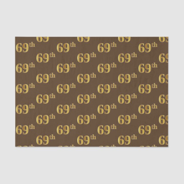 Brown, Faux Gold 69th (Sixty-Ninth) Event Tissue Paper (Front)