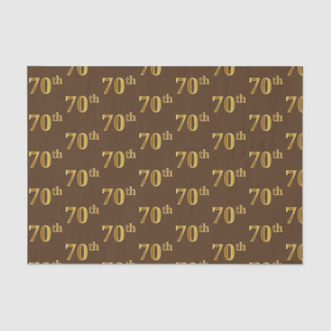 Brown, Faux Gold 70th (Seventieth) Event Tissue Paper (Front)