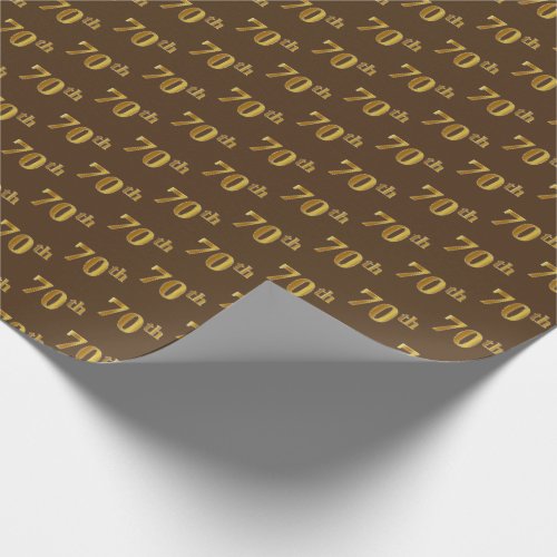 Brown Faux Gold 70th Seventieth Event Wrapping Paper