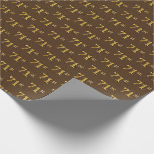 Brown, Faux Gold 71st (Seventy-First) Event Wrapping Paper