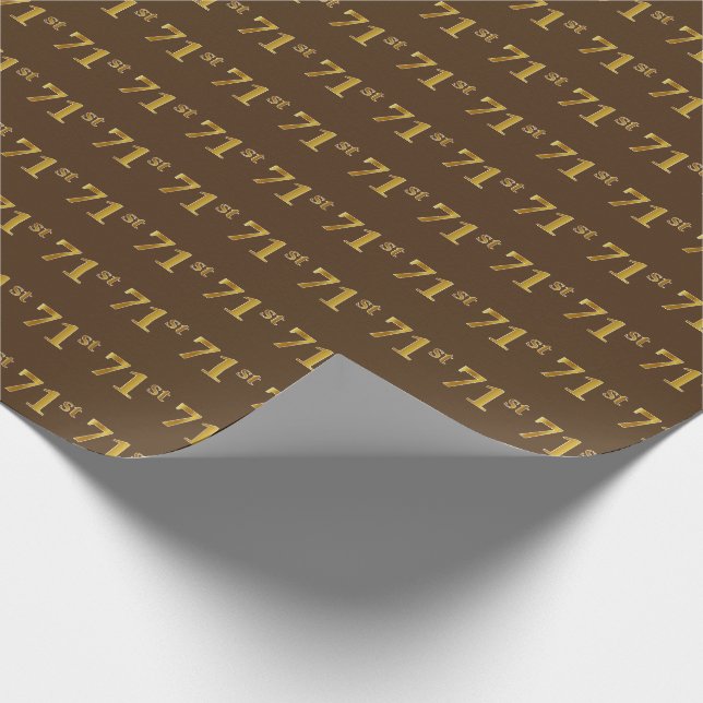 Brown, Faux Gold 71st (Seventy-First) Event Wrapping Paper (Corner)
