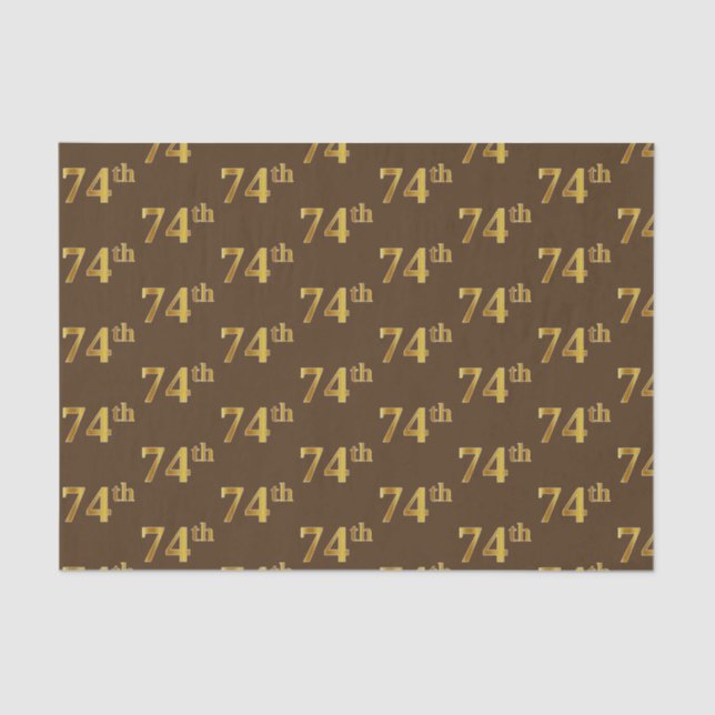Brown, Faux Gold 74th (Seventy-Fourth) Event Tissue Paper (Front)