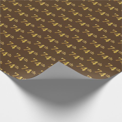 Brown Faux Gold 74th Seventy_Fourth Event Wrapping Paper