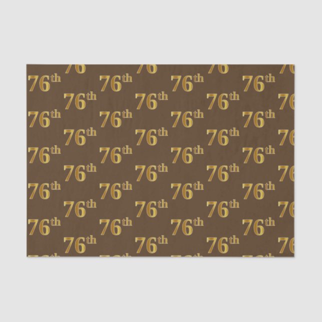 Brown, Faux Gold 76th (Seventy-Sixth) Event Tissue Paper (Front)