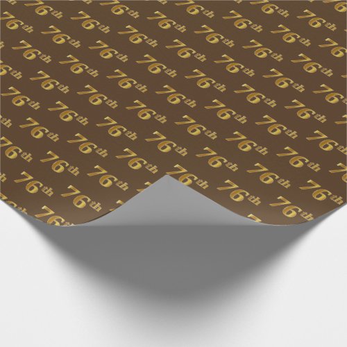 Brown Faux Gold 76th Seventy_Sixth Event Wrapping Paper