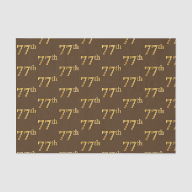 Brown, Faux Gold 77th (Seventy-Seventh) Event Tissue Paper (Front)