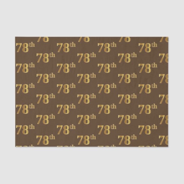 Brown, Faux Gold 78th (Seventy-Eighth) Event Tissue Paper (Front)