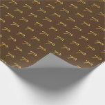 [ Thumbnail: Brown, Faux Gold 7th (Seventh) Event Wrapping Paper ]