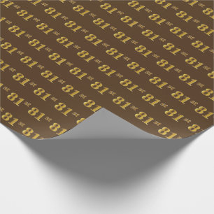 Brown, Faux Gold 81st (Eighty-First) Event Wrapping Paper