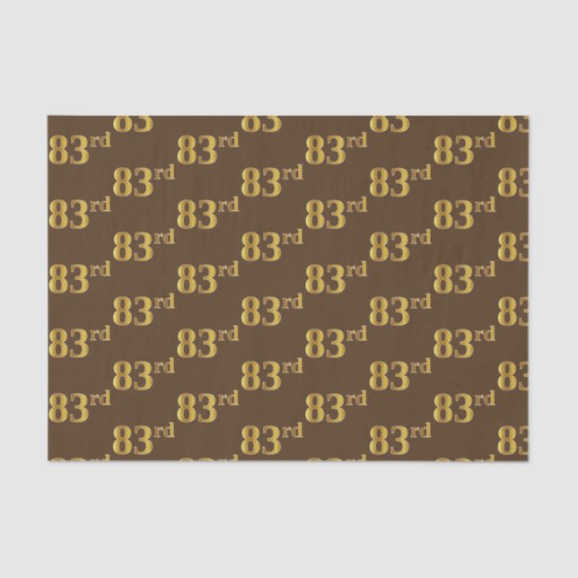 Brown, Faux Gold 83rd (Eighty-Third) Event Tissue Paper (Front)