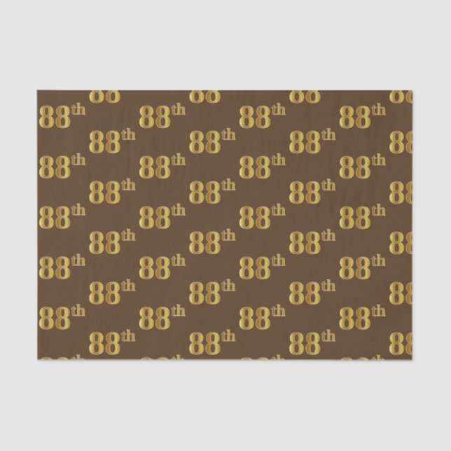 Brown, Faux Gold 88th (Eighty-Eighth) Event Tissue Paper (Front)