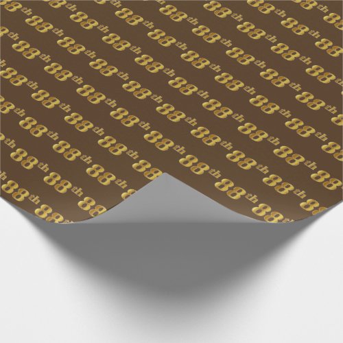 Brown Faux Gold 88th Eighty_Eighth Event Wrapping Paper