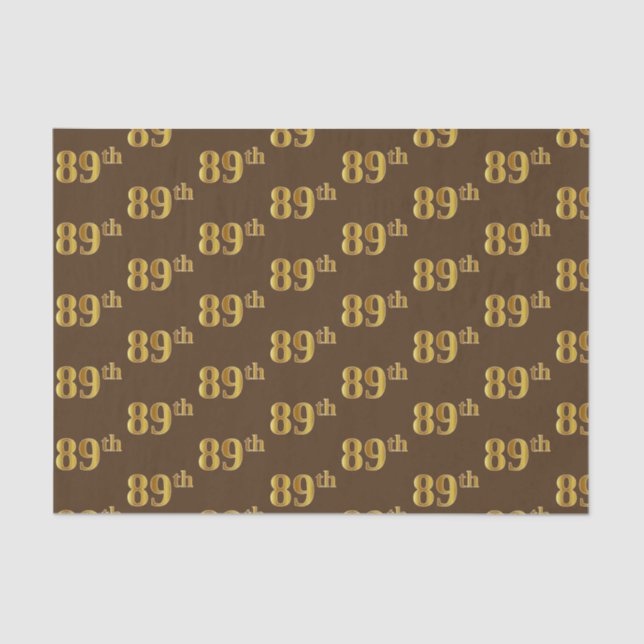 Brown, Faux Gold 89th (Eighty-Ninth) Event Tissue Paper (Front)
