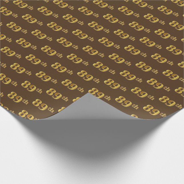 Brown, Faux Gold 89th (Eighty-Ninth) Event Wrapping Paper (Corner)