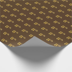 Brown, Faux Gold 8th (Eighth) Event Wrapping Paper