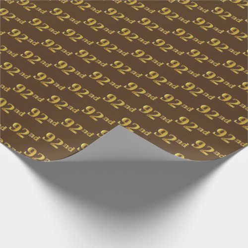 Brown Faux Gold 92nd Ninety_Second Event Wrapping Paper