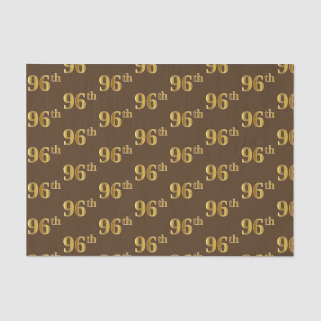 Brown, Faux Gold 96th (Ninety-Sixth) Event Tissue Paper (Front)