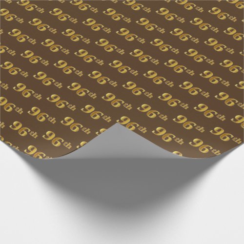 Brown Faux Gold 96th Ninety_Sixth Event Wrapping Paper