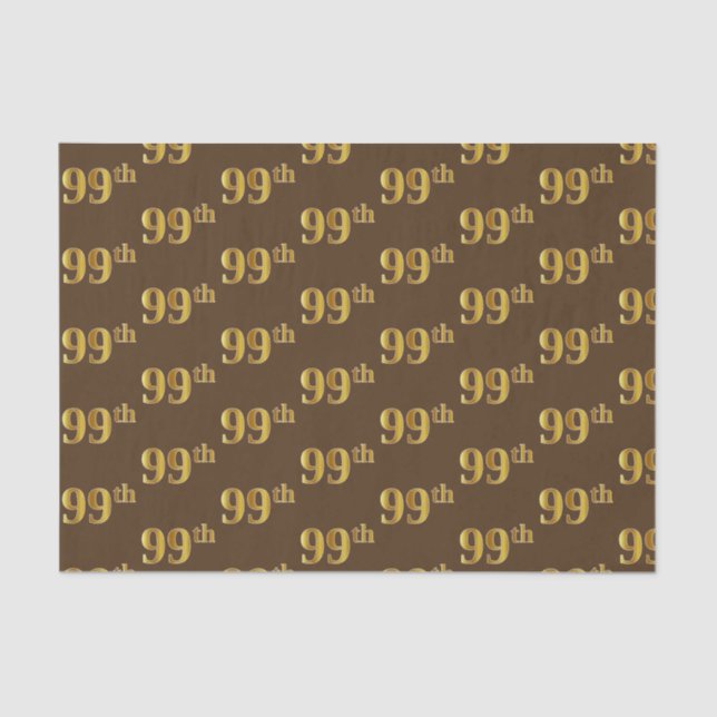 Brown, Faux Gold 99th (Ninety-Ninth) Event Tissue Paper (Front)