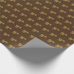 Brown, Faux Gold 9th (Ninth) Event Wrapping Paper
