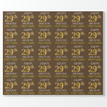 [ Thumbnail: Brown, Faux Gold "Happy 29th Birthday" Wrapping Paper ]