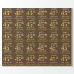 [ Thumbnail: Brown, Faux Gold "Happy 45th Birthday" Wrapping Paper ]