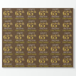 [ Thumbnail: Brown, Faux Gold "Happy 65th Birthday" Wrapping Paper ]
