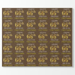 [ Thumbnail: Brown, Faux Gold "Happy 66th Birthday" Wrapping Paper ]