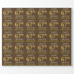 [ Thumbnail: Brown, Faux Gold "Happy 67th Birthday" Wrapping Paper ]
