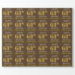 [ Thumbnail: Brown, Faux Gold "Happy 68th Birthday" Wrapping Paper ]