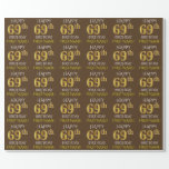 [ Thumbnail: Brown, Faux Gold "Happy 69th Birthday" Wrapping Paper ]