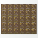 [ Thumbnail: Brown, Faux Gold "Happy 71st Birthday" Wrapping Paper ]
