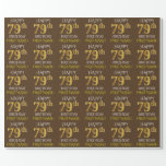 [ Thumbnail: Brown, Faux Gold "Happy 79th Birthday" Wrapping Paper ]
