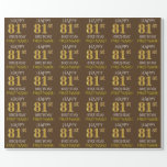 [ Thumbnail: Brown, Faux Gold "Happy 81st Birthday" Wrapping Paper ]