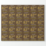 [ Thumbnail: Brown, Faux Gold "Happy 82nd Birthday" Wrapping Paper ]