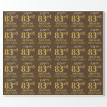 [ Thumbnail: Brown, Faux Gold "Happy 83rd Birthday" Wrapping Paper ]