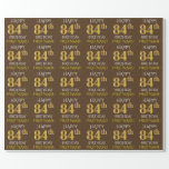 [ Thumbnail: Brown, Faux Gold "Happy 84th Birthday" Wrapping Paper ]