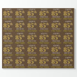 [ Thumbnail: Brown, Faux Gold "Happy 85th Birthday" Wrapping Paper ]